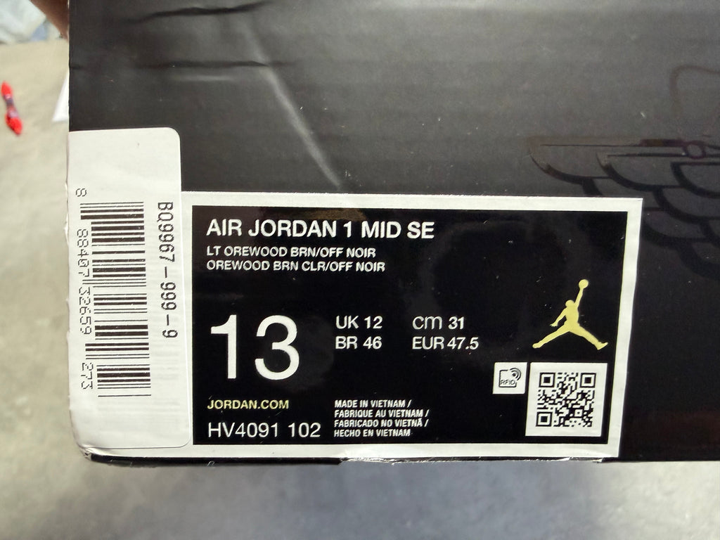 Air Jordan 1 Mid SE Off Noir Medium Olive – Neuve – 47,5